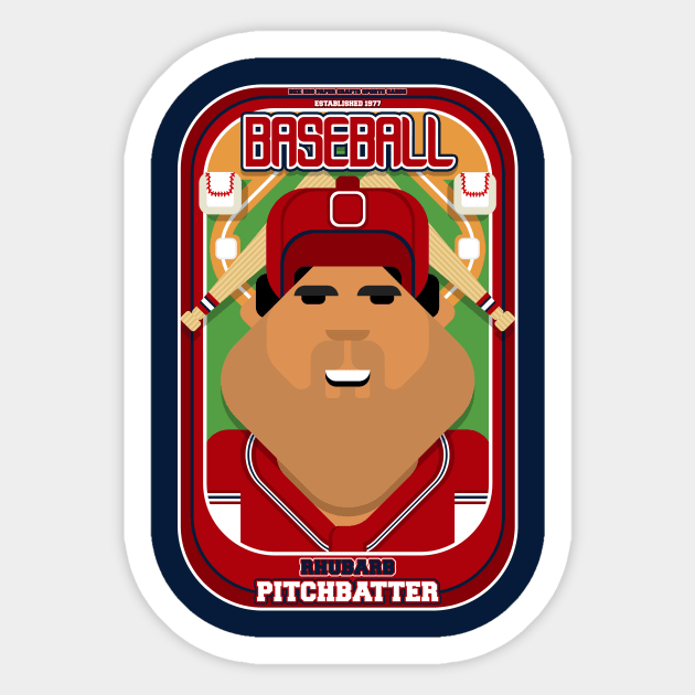 Baseball Red White Blue - Rhubarb Pitchbatter - Seba version Sticker by Boxedspapercrafts